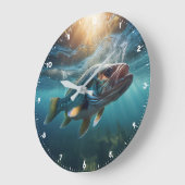 Hongerige grote mond zwarte bas op de jacht klok (Hoek)