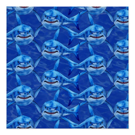 Hongerige Grote Witte Haai Perfect Poster (Voorkant)