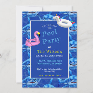 Hongerige Haaien Pool Feest  Kaart