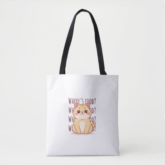 Hongerige kaneelkleurige kat tote bag (Voorkant)
