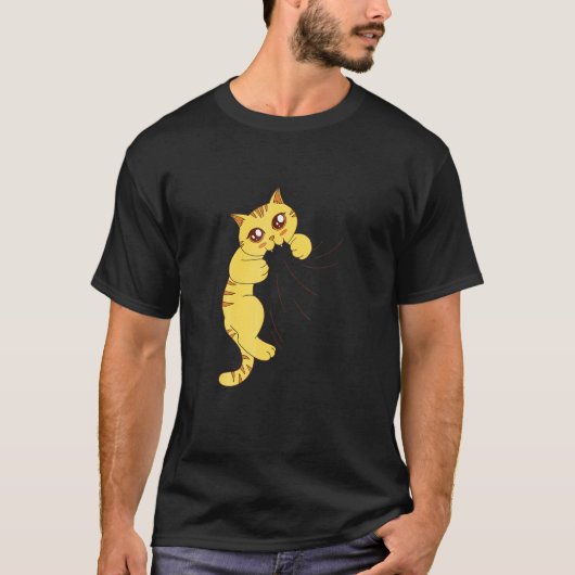 Hongerige Kat Eet T-shirt (Voorkant)