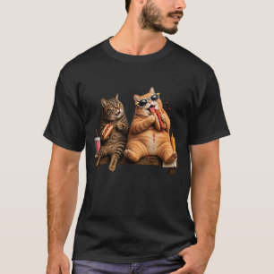 Hongerige katten die hotdogs eten Snacktijd Vette T-shirt