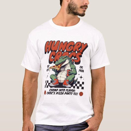 Hongerige Krokodil (pizza) T-shirt (Voorkant)
