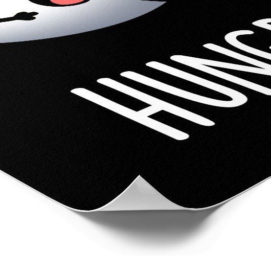 Hongerige ogen Grappige oogbal Pun Donker BG Poster (Hoek)