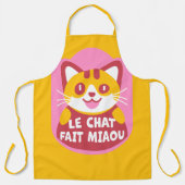 Hongerige Oranje Tabby Cat Zegt Miauw In Het Frans Schort (Voorkant)