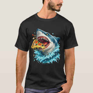 Hongerige Pizza Haai Grote Witte Haai Eet Pizza T-shirt