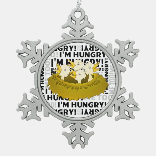 Hongerige vogels tin sneeuwvlok ornament (Voorkant)