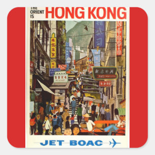 Hongkong Airline Travel Advertisement Vierkante Sticker