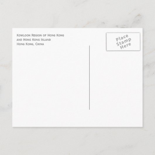 Hongkong, China Briefkaart (Achterkant)