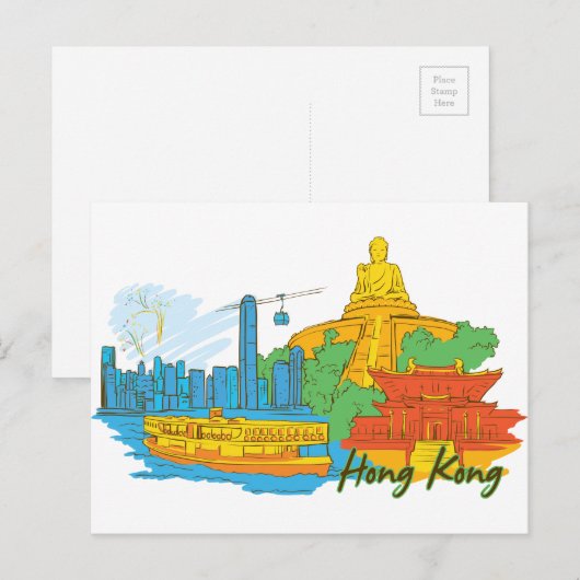 Hongkong, China Briefkaart (Voorkant / Achterkant)