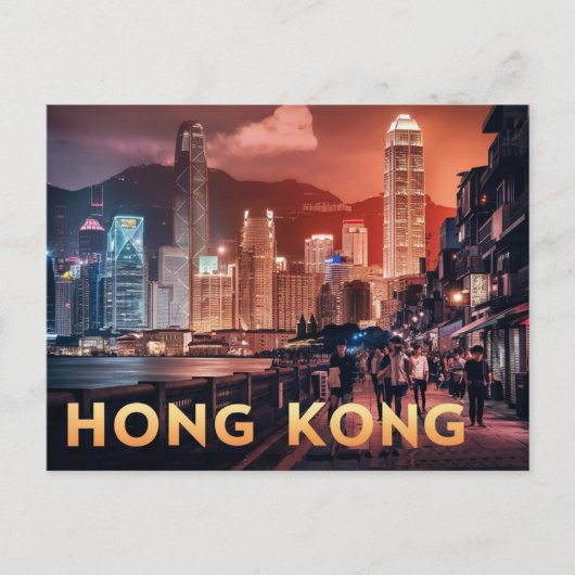 Hongkong China Night Briefkaart (Voorkant)