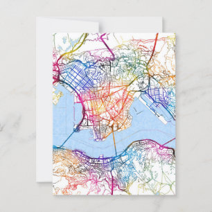 Hongkong China Stadskaart Briefkaart