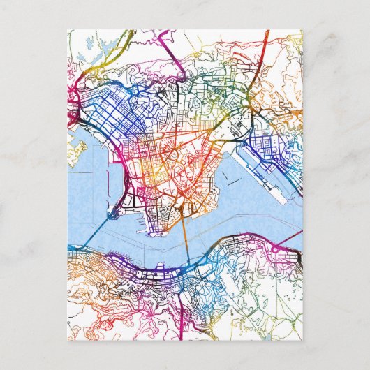 Hongkong China Stadskaart Briefkaart (Voorkant)