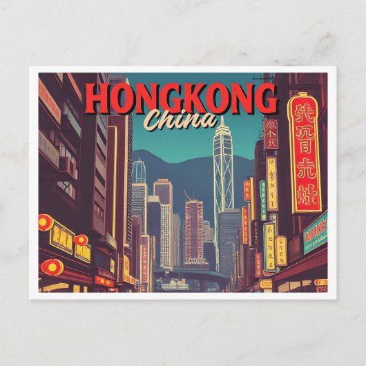 HONGKONG CHINA-VINTAGE BRIEFKAART (Voorkant)