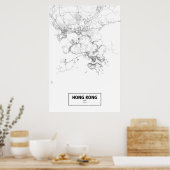 Hongkong, China (zwart op wit) Poster (Keuken)