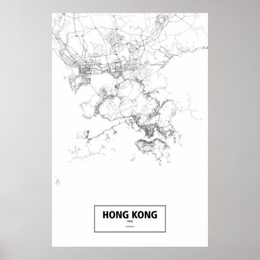 Hongkong, China (zwart op wit) Poster (Voorkant)