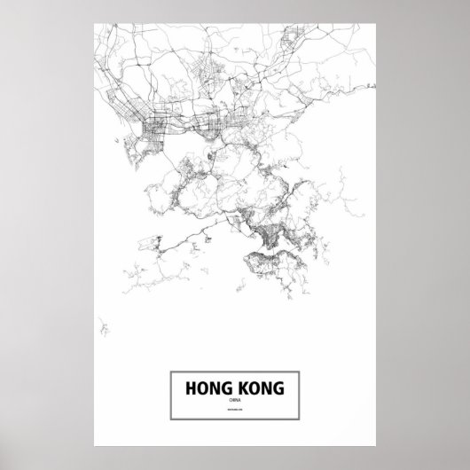 Hongkong, China (zwart op wit) Poster (Voorkant)