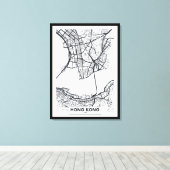 Hongkong, China | Zwarte en witte hoofdkaart Canvas Afdruk (Insitu (Houten vloer))