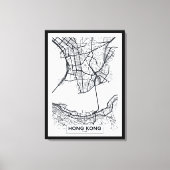 Hongkong, China | Zwarte en witte hoofdkaart Canvas Afdruk (Voorkant)