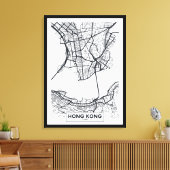 Hongkong, China | Zwarte en witte hoofdkaart Canvas Afdruk (Insitu (Woonkamer))