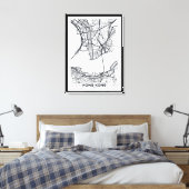 Hongkong, China | Zwarte en witte hoofdkaart Canvas Afdruk (Insitu (Slaapkamer))