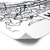 Hongkong, China | Zwarte en witte hoofdkaart Poster (Hoek)