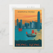 Hongkong | Datum opslaan Uitnodiging Briefkaart (Voorkant / Achterkant)