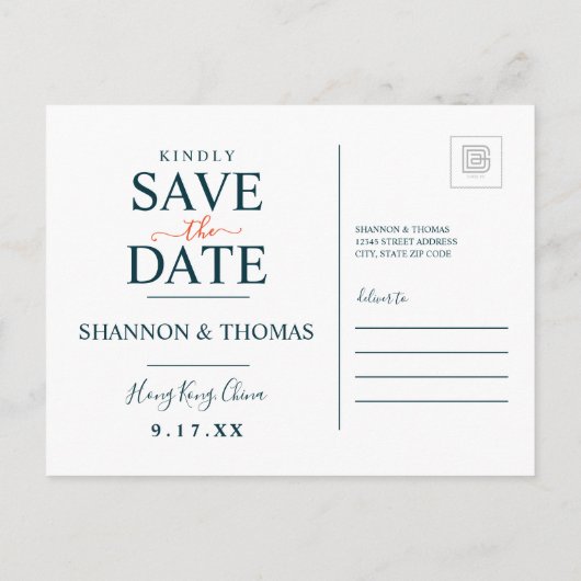 Hongkong | Datum opslaan Uitnodiging Briefkaart (Achterkant)