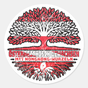 Hongkong Hongkong Österreichisch Österreich Baum Ronde Sticker