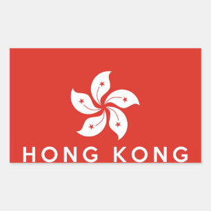 hongkong land vlag symbool naam tekst rechthoekige sticker
