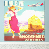 Hongkong - Northwest Airlines Canvas Afdruk (Insitu (Houten vloer))