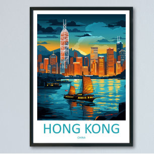 Hongkong Reisprint Muurkunst Hongkong Muur Kunst Poster