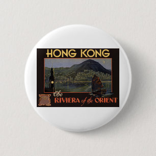Hongkong ~ Riviera van de Oriënt Ronde Button 5,7 Cm