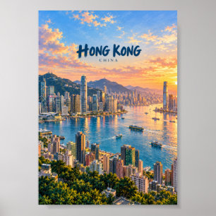 Hongkong Schilderachtige Reis Kunst Poster