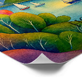 Hongkong Silhouet Aquarel | Reizen Poster (Hoek)