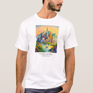 Hongkong Silhouet Aquarel Reizen T-shirt