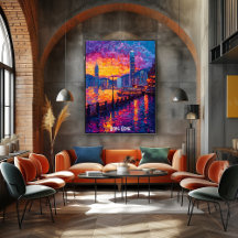 Hongkong Skyline Poster – Levendig Aziatisch Stads