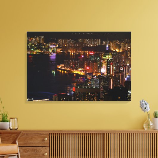 Hongkong Stadslandschap Canvasprint met Spanraam Canvas Afdruk (Insitu (Woonkamer))