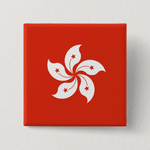 Hongkong Vlag Vierkante Button 5,1 Cm