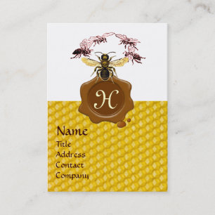 HONIEBE, BEEKEEPER BROEIENDE ZEEMONOGRAM VISITEKAARTJE