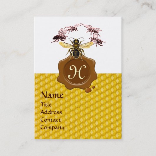 HONIEBE, BEEKEEPER BROEIENDE ZEEMONOGRAM VISITEKAARTJE (Voorkant)