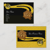 HONIEBE, BEEKEEPER BROWN WAX SEAL MONOGRAM, zwart Visitekaartje (Voorkant / Achterkant)