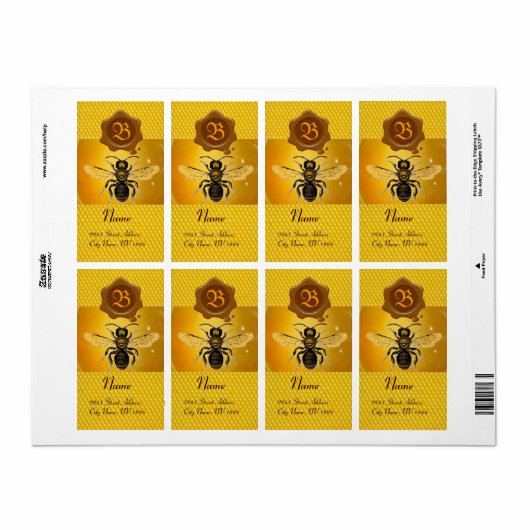 HONIEBE, BEEKEEPER, ZEEMONOGRAM IN BROEIWAX ETIKET (Full Sheet)