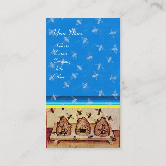 HONIEBEN, BEEKEEPEN, blauw Visitekaartje (Voorkant)