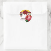 HONIEBEN EN PINK ROSE, BEEKEEPER RODE WAX SEAL RONDE STICKER (Tas)