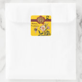 HONIEBEN EN WILDE ROZEN , DIERENWAXSEAL VIERKANTE STICKER (Tas)