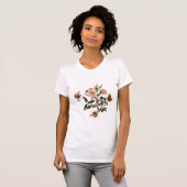 HONIEBER, BUTTERFLY EN WILDE ROZEN, RUNDVLEES T-SHIRT (Voorkant volledig)
