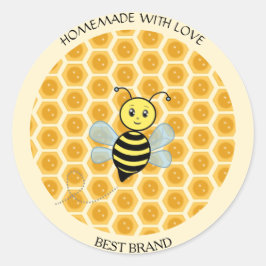 Honigbij Potlabel & Honingraat Thuisgemaakt Ronde Sticker