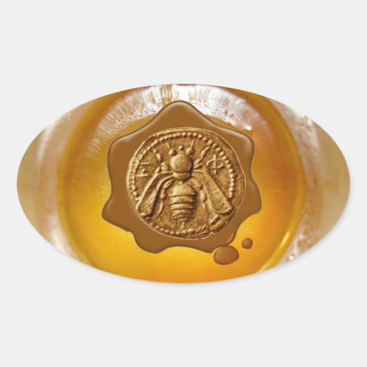 HONIJN BEEKEEPER BEEKEEPER BROWN WAX SEAL OVALE STICKER (Voorkant)
