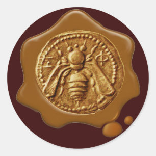 HONIJN BEEKEEPER BEEKEEPER BROWN WAX SEAL RONDE STICKER